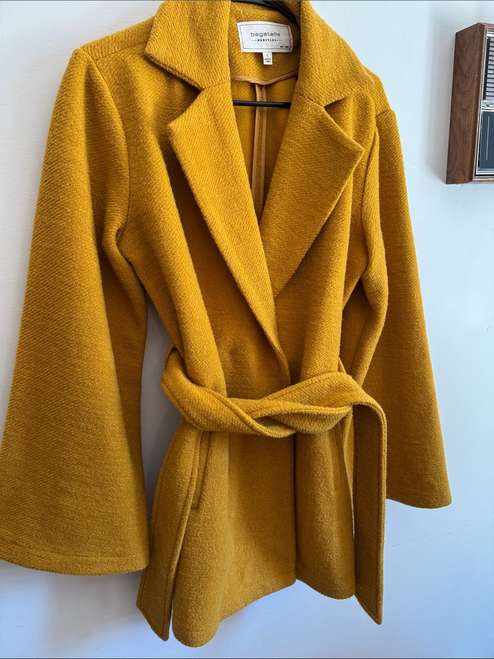 Bagatelle Mustard Yellow Belted Wool-Blend jacket